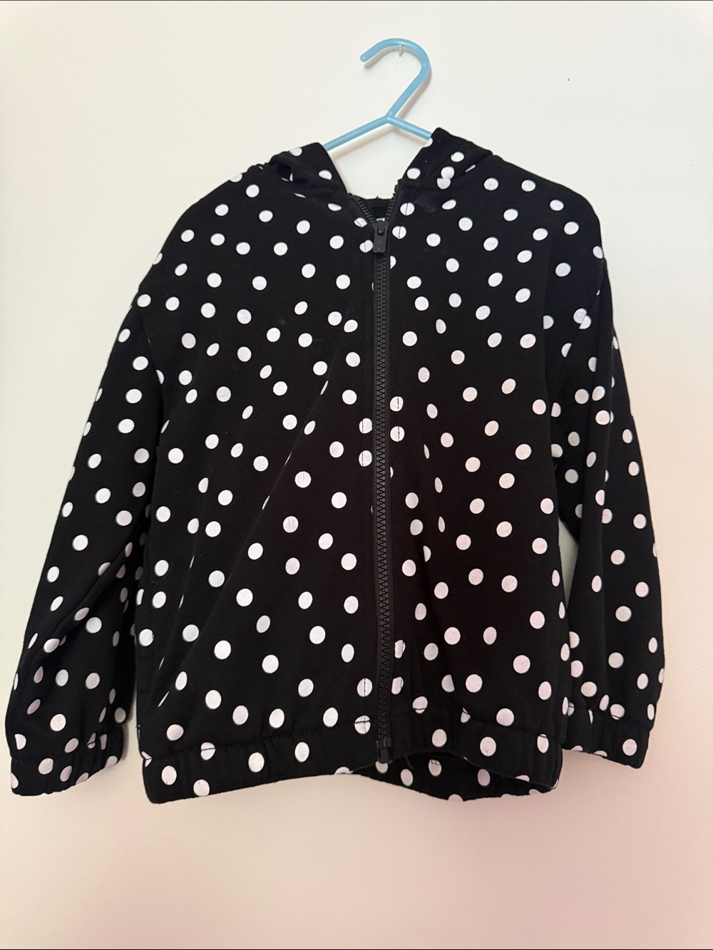 Old Navy Black and White Polka Dot Hooded Jacket